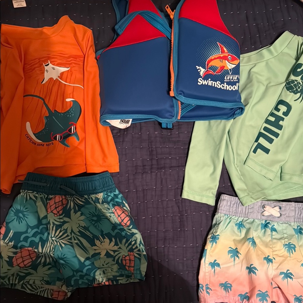 Carter's Vibrant Blue and Orange Rashguard Swimwear